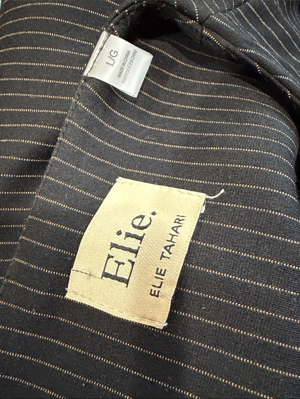 Elie Tahari Black/Canel Pinstripe Sleeveless Vest - L - Picture 6 of 9